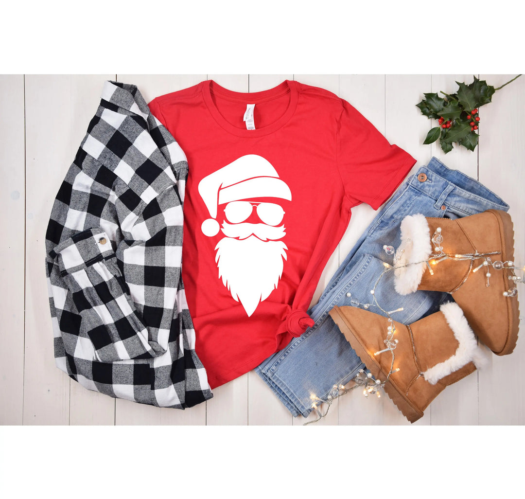 Santa Claus Silhouette Christmas Shirt | Cool Santa Face Shirt Shirtprintingcenter