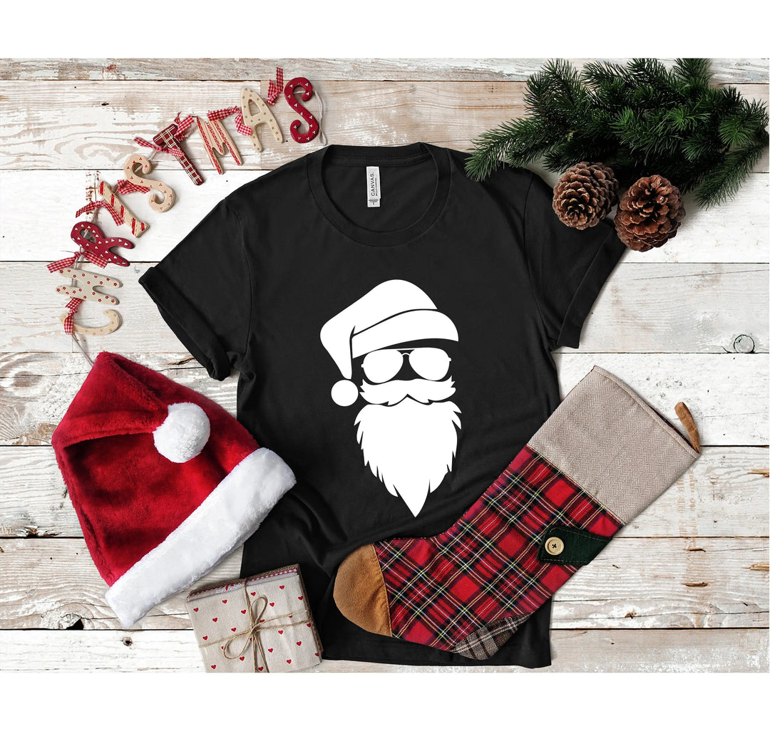Santa Claus Silhouette Christmas Shirt | Cool Santa Face Shirt Shirtprintingcenter