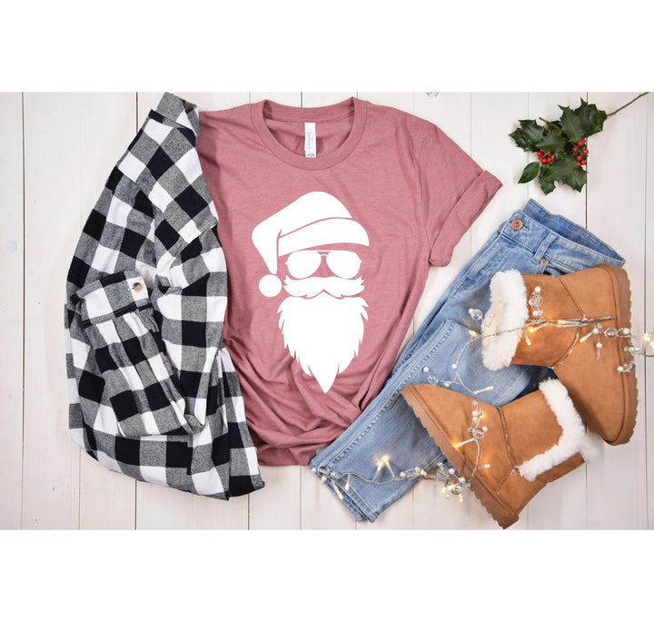 Santa Claus Silhouette Christmas Shirt | Cool Santa Face Shirt Shirtprintingcenter