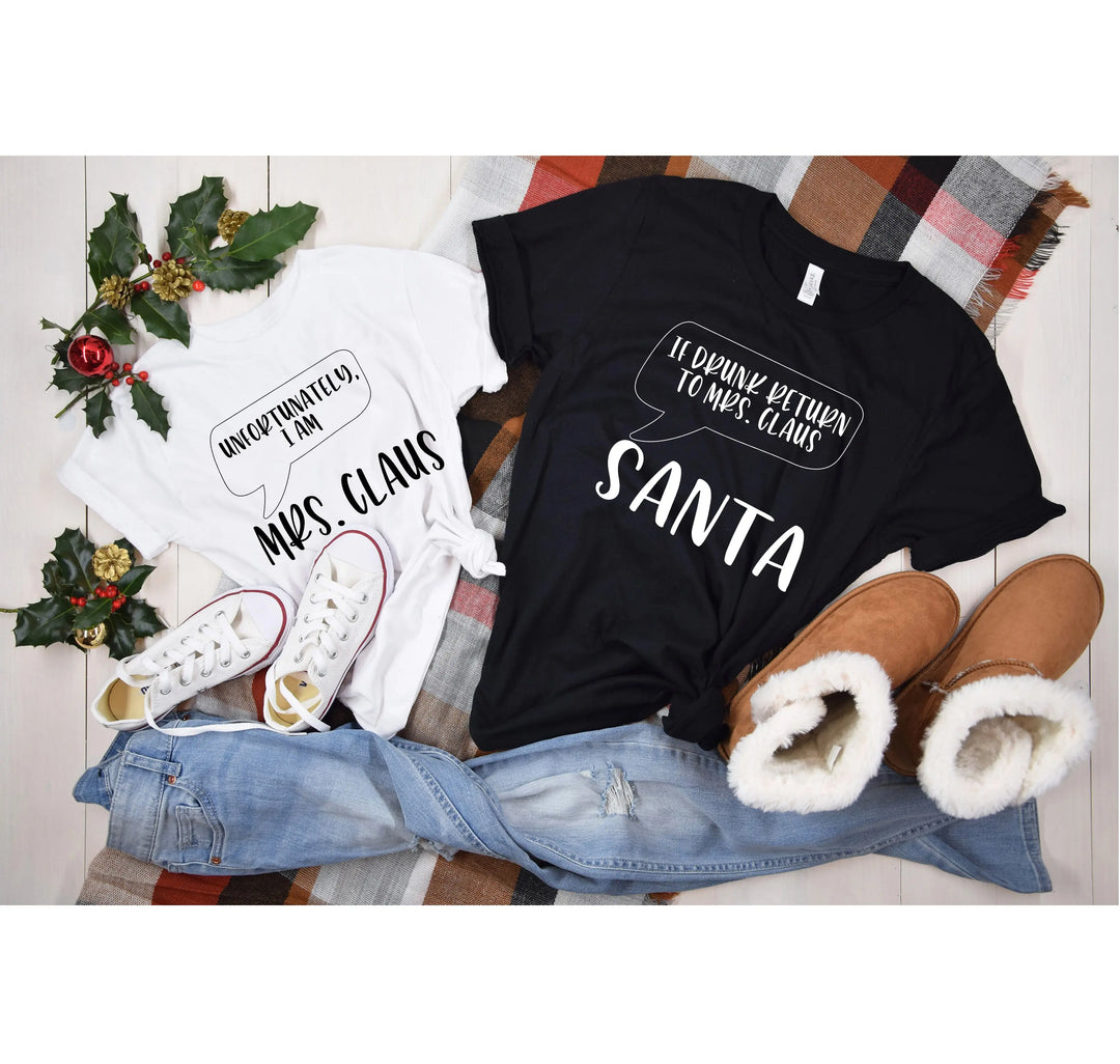 Santa and Mrs. Claus Couple Shirts, Christmas Couple, Matching Christmas Tee, Funny Couple Shirts, Santa Claus T Shirts, Funny Christmas Tee Shirtprintingcenter