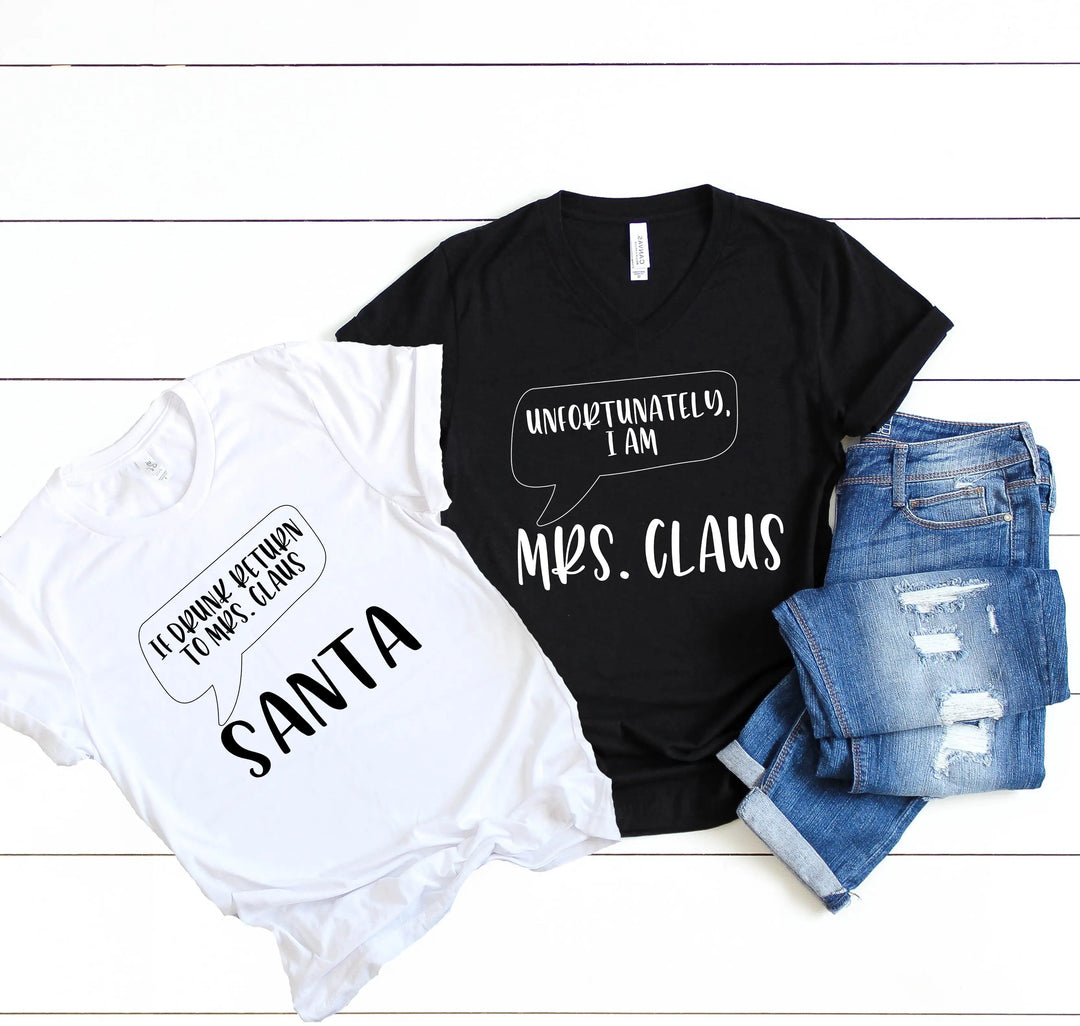 Santa and Mrs. Claus Couple Shirts, Christmas Couple, Matching Christmas Tee, Funny Couple Shirts, Santa Claus T Shirts, Funny Christmas Tee Shirtprintingcenter