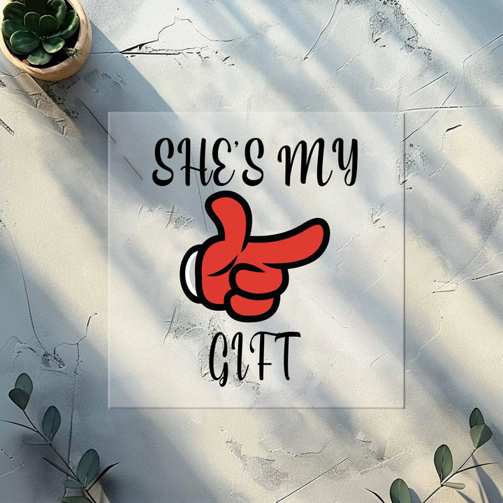 Transferencias "Ella es mi regalo" y "Él es mi presente" | Pareja divertida de Navidad DTF