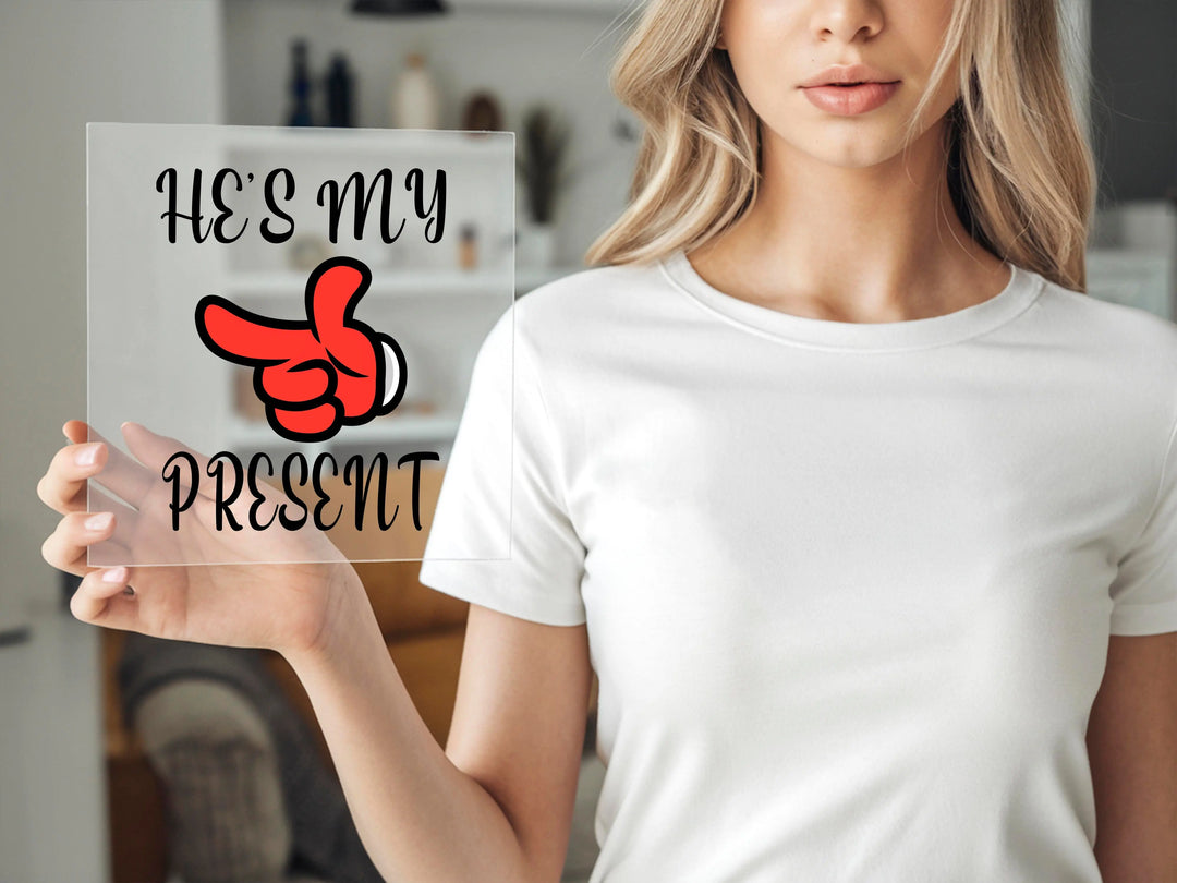 Transferencias "Ella es mi regalo" y "Él es mi presente" | Pareja divertida de Navidad DTF