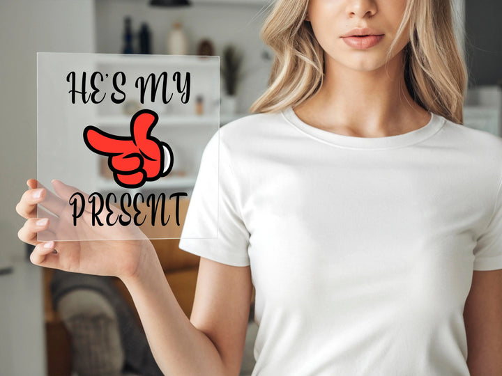 Transferencias "Ella es mi regalo" y "Él es mi presente" | Pareja divertida de Navidad DTF