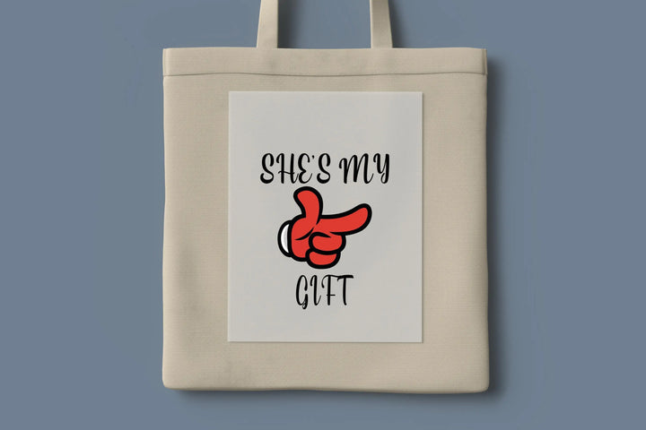 Transferencias "Ella es mi regalo" y "Él es mi presente" | Pareja divertida de Navidad DTF