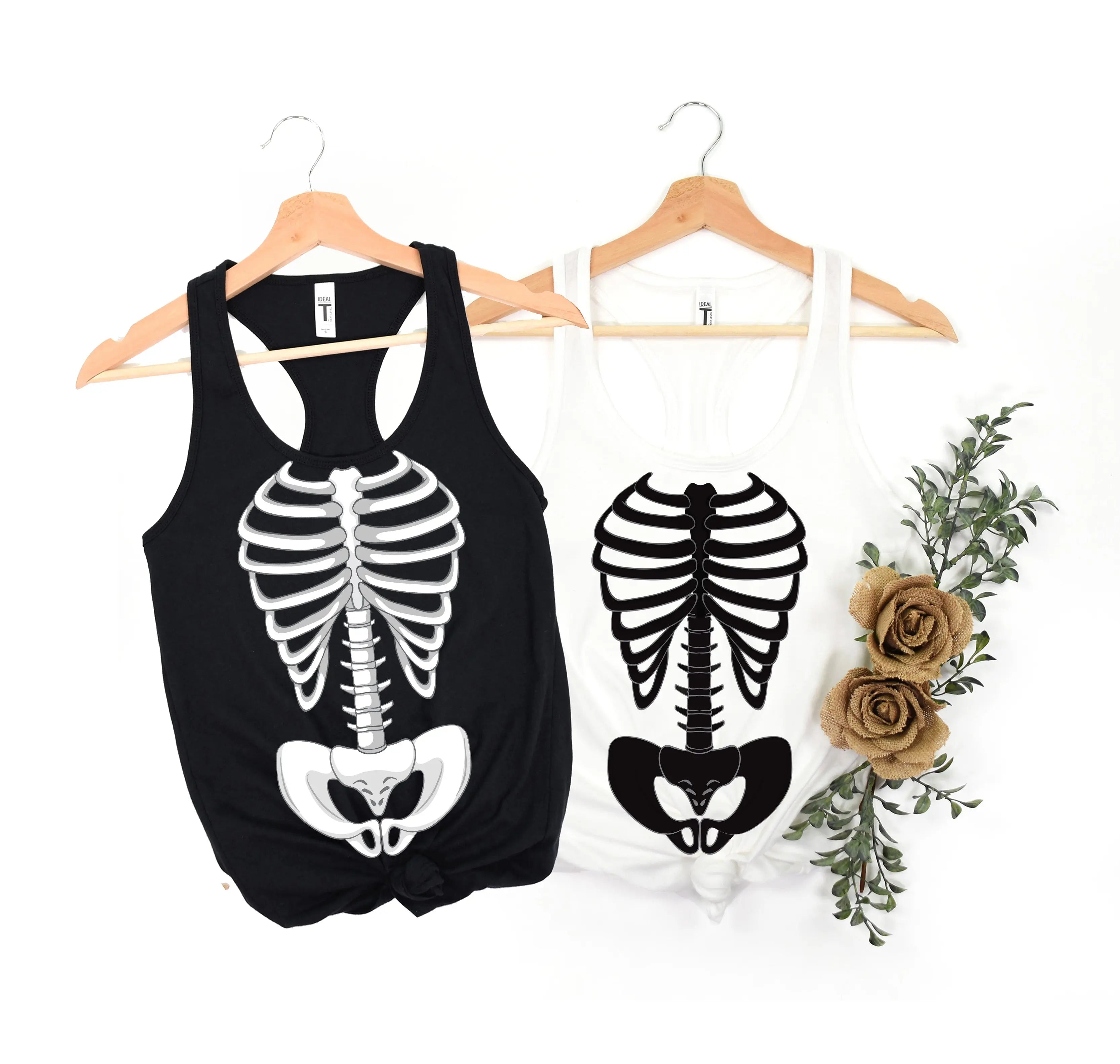 Rib Cage Body Skeleton Halloween Cool Funny Fun Mens Unisex V-Neck
