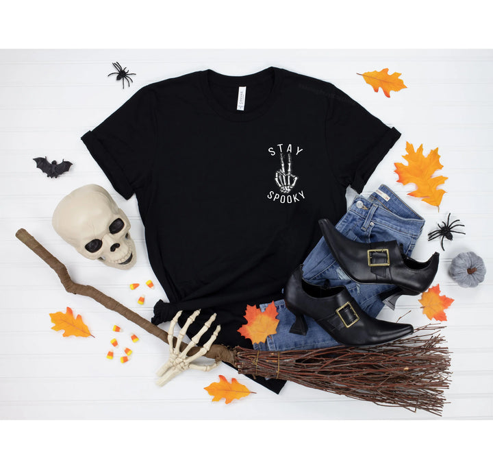 Skeleton Freedom Hands Shirt – Stay Spooky Halloween Tee for Women Shirtprintingcenter