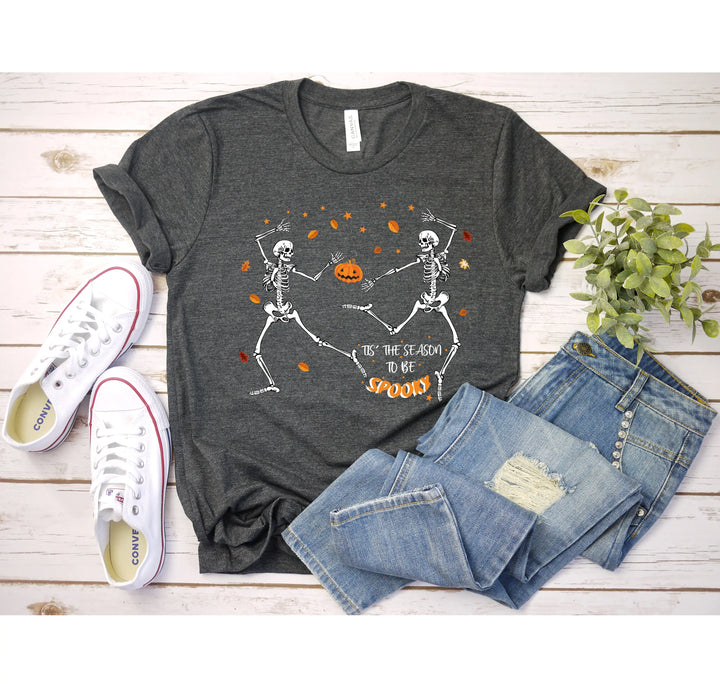 Spooky Vibes Tee | Dancing Skeleton & Pumpkin Spice | Cute Halloween Shirt Shirtprintingcenter