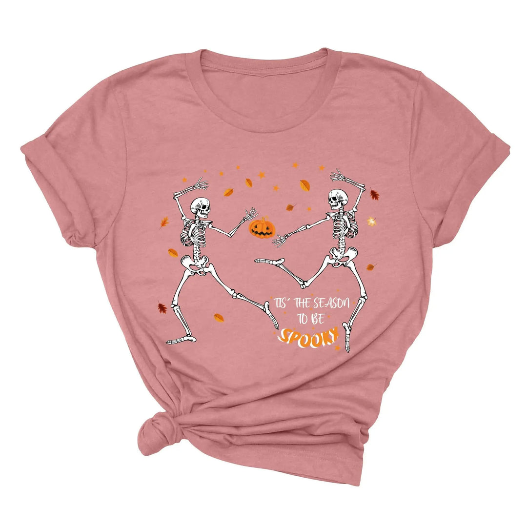 Spooky Vibes Tee | Dancing Skeleton & Pumpkin Spice | Cute Halloween Shirt Shirtprintingcenter
