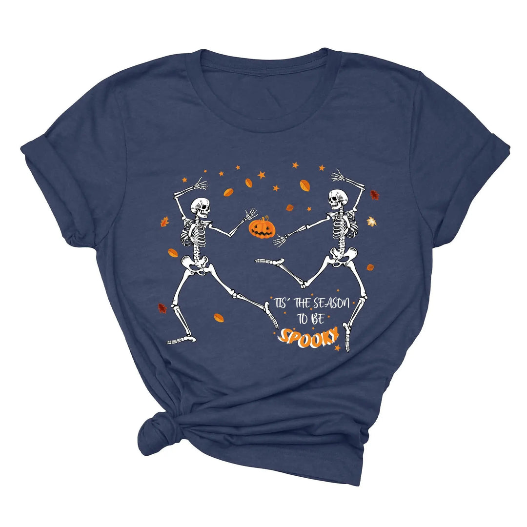 Spooky Vibes Tee | Dancing Skeleton & Pumpkin Spice | Cute Halloween Shirt Shirtprintingcenter