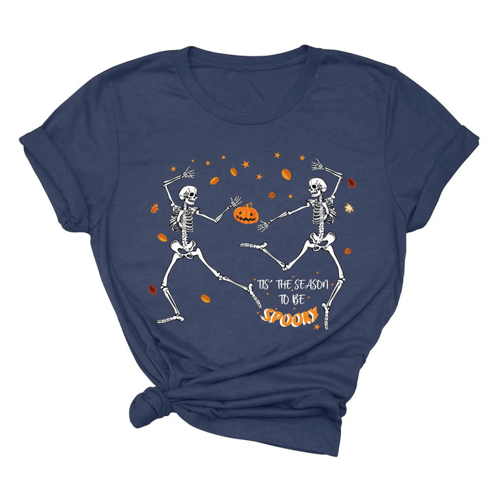 Spooky Vibes Tee | Dancing Skeleton & Pumpkin Spice | Cute Halloween Shirt Shirtprintingcenter