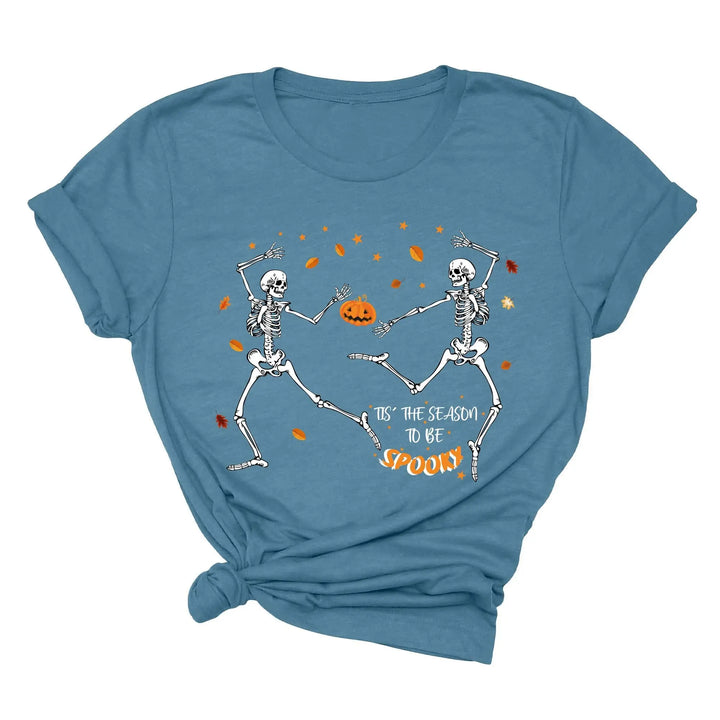 Spooky Vibes Tee | Dancing Skeleton & Pumpkin Spice | Cute Halloween Shirt Shirtprintingcenter