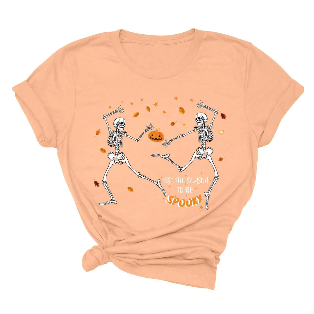 Spooky Vibes Tee | Dancing Skeleton & Pumpkin Spice | Cute Halloween Shirt Shirtprintingcenter