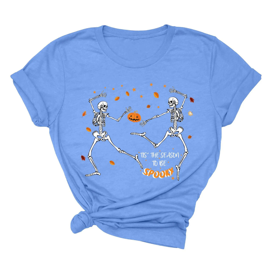 Spooky Vibes Tee | Dancing Skeleton & Pumpkin Spice | Cute Halloween Shirt Shirtprintingcenter
