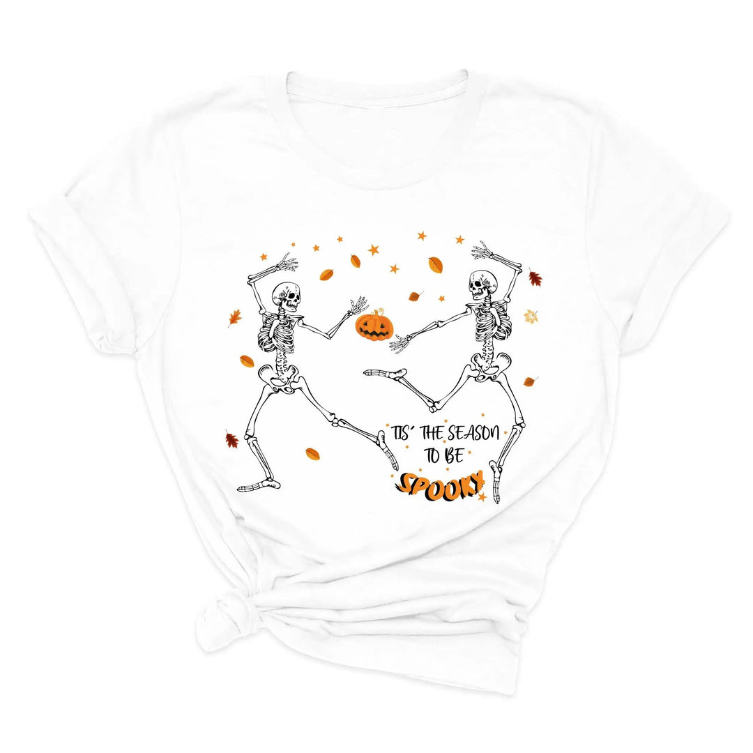 Spooky Vibes Tee | Dancing Skeleton & Pumpkin Spice | Cute Halloween Shirt Shirtprintingcenter