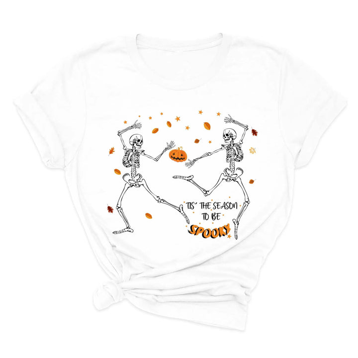 Spooky Vibes Tee | Dancing Skeleton & Pumpkin Spice | Cute Halloween Shirt Shirtprintingcenter