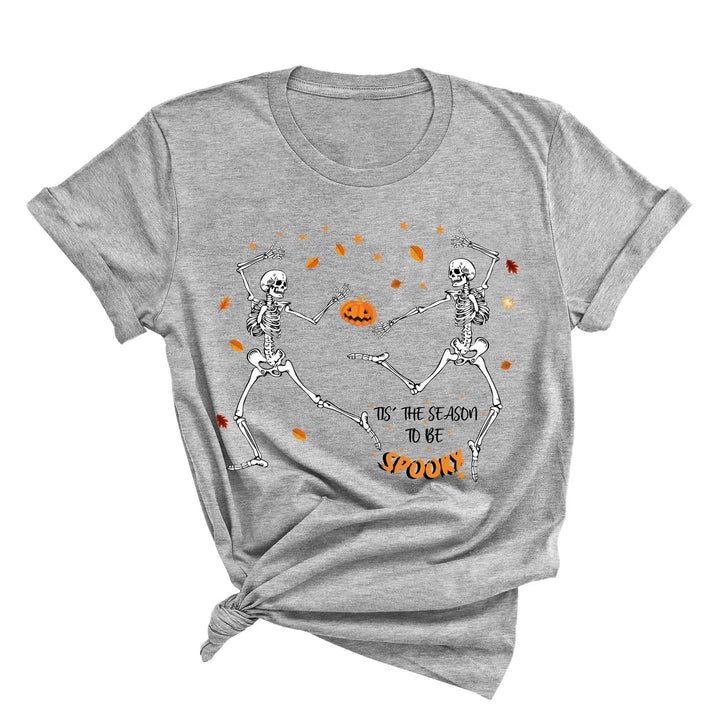 Spooky Vibes Tee | Dancing Skeleton & Pumpkin Spice | Cute Halloween Shirt Shirtprintingcenter