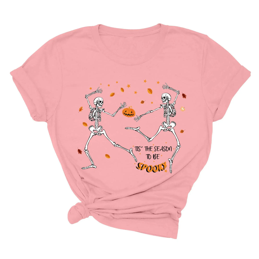 Spooky Vibes Tee | Dancing Skeleton & Pumpkin Spice | Cute Halloween Shirt Shirtprintingcenter
