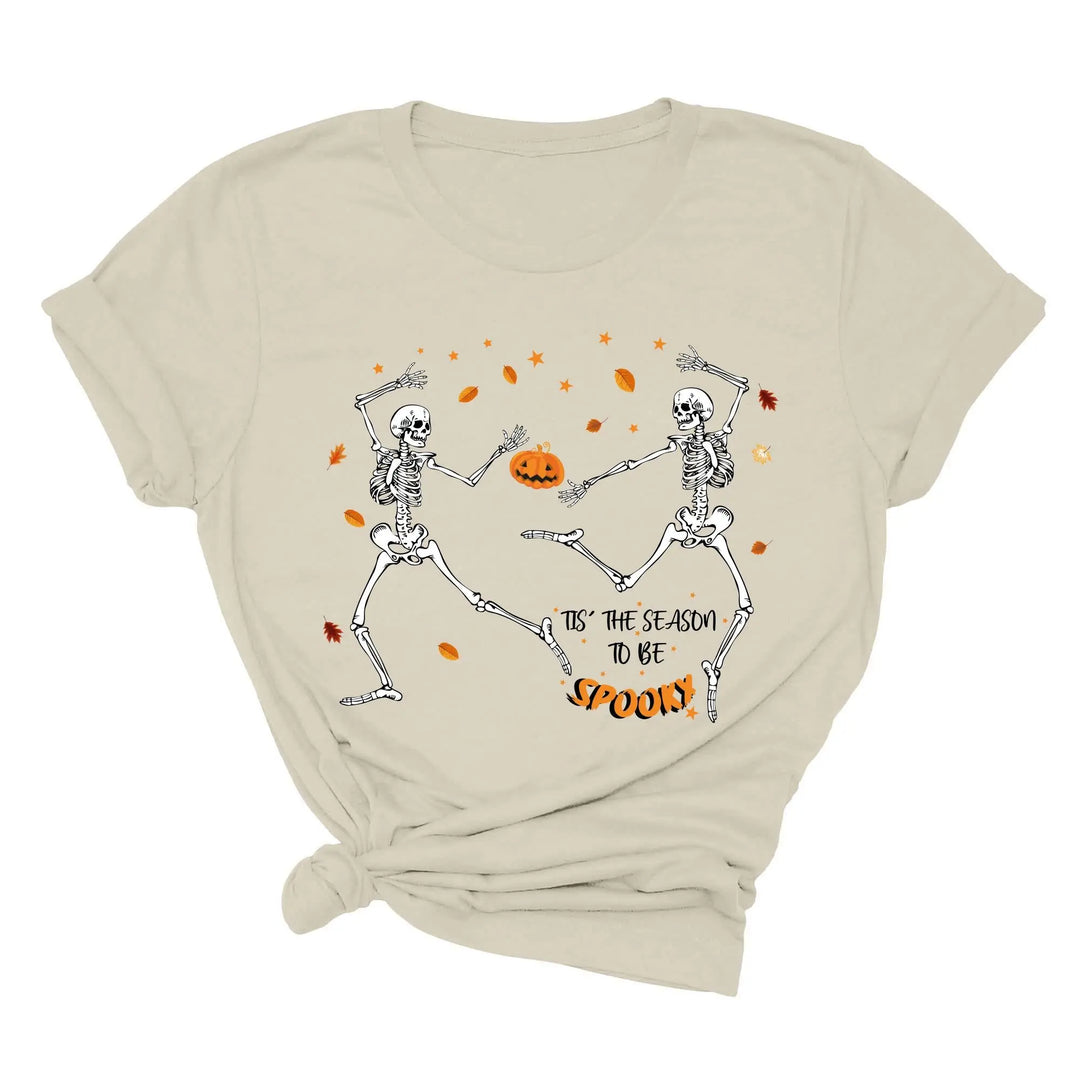 Spooky Vibes Tee | Dancing Skeleton & Pumpkin Spice | Cute Halloween Shirt Shirtprintingcenter
