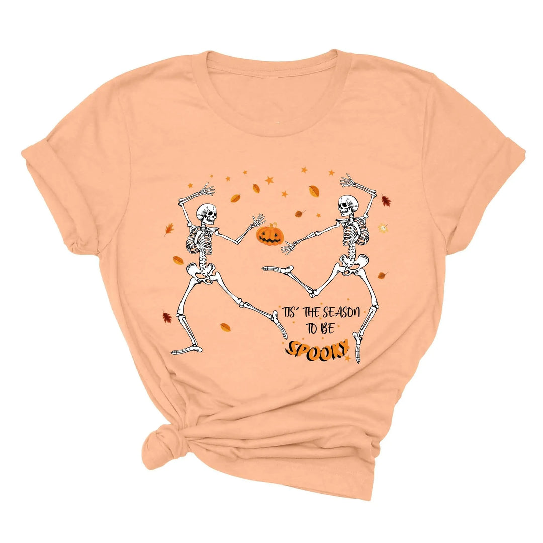 Spooky Vibes Tee | Dancing Skeleton & Pumpkin Spice | Cute Halloween Shirt Shirtprintingcenter