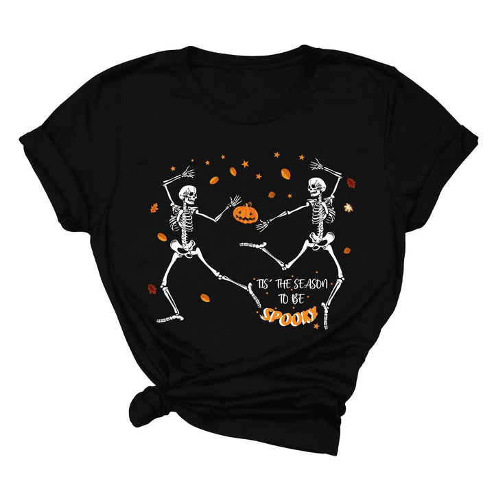 Spooky Vibes Tee | Dancing Skeleton & Pumpkin Spice | Cute Halloween Shirt Shirtprintingcenter