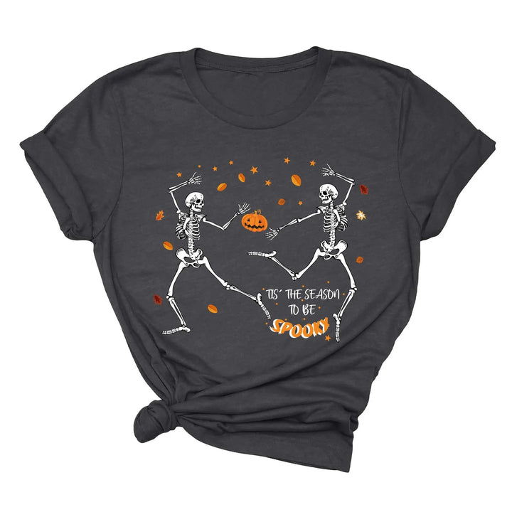 Spooky Vibes Tee | Dancing Skeleton & Pumpkin Spice | Cute Halloween Shirt Shirtprintingcenter