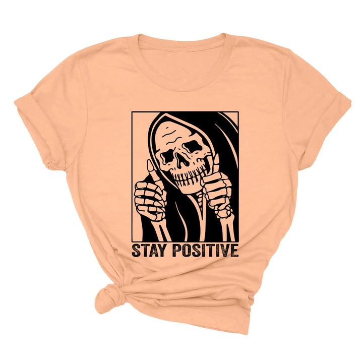 Stay Positive Skeleton Sweatshirt - Funny Halloween & Motivational Tee Shirtprintingcenter
