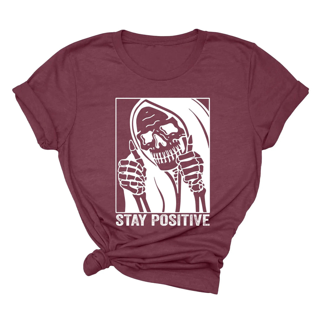 Stay Positive Skeleton Sweatshirt - Funny Halloween & Motivational Tee Shirtprintingcenter