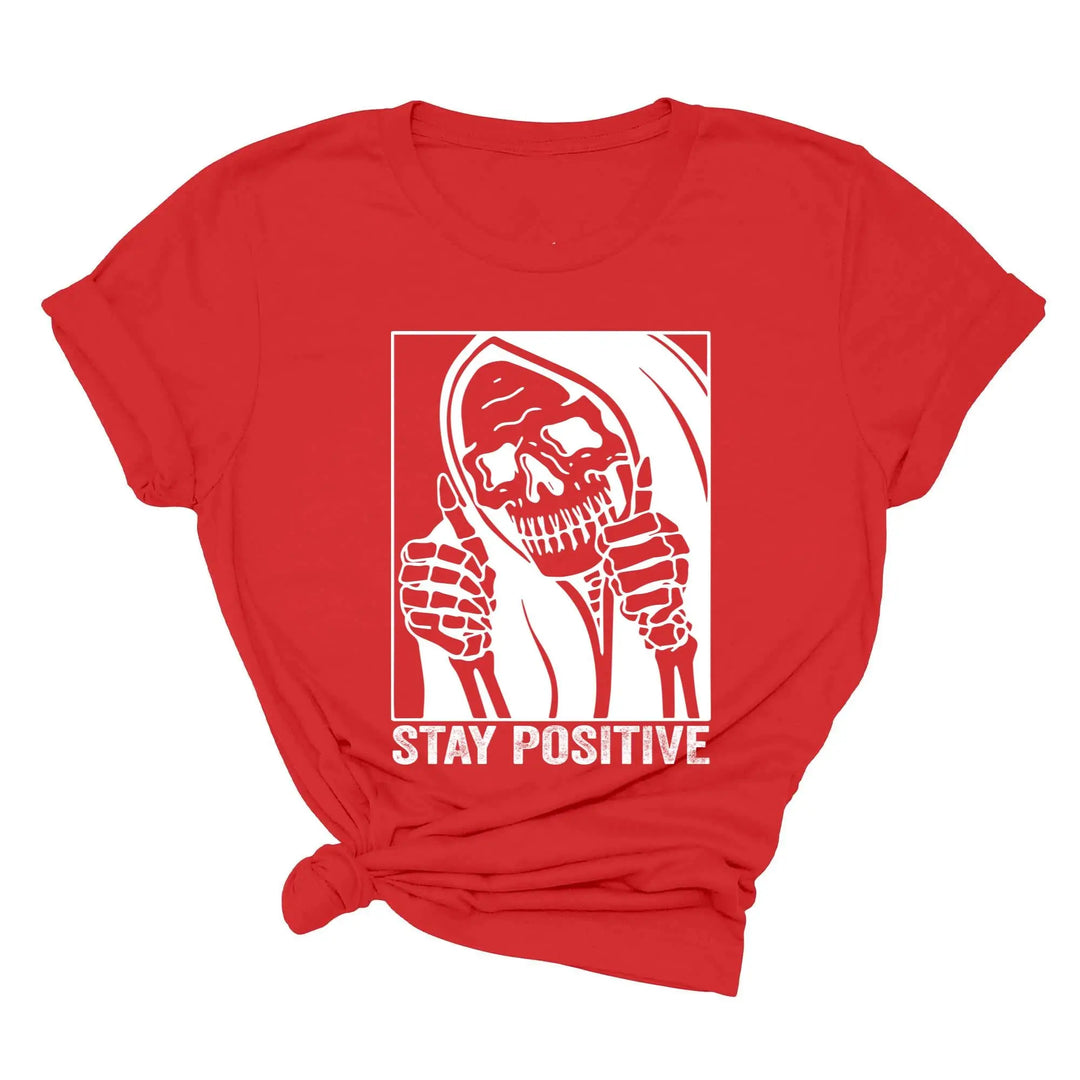 Stay Positive Skeleton Sweatshirt - Funny Halloween & Motivational Tee Shirtprintingcenter