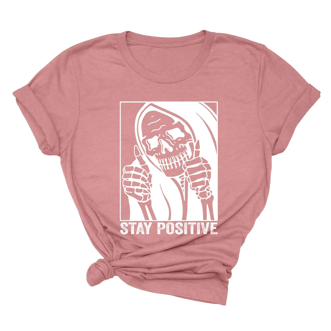 Stay Positive Skeleton Sweatshirt - Funny Halloween & Motivational Tee Shirtprintingcenter