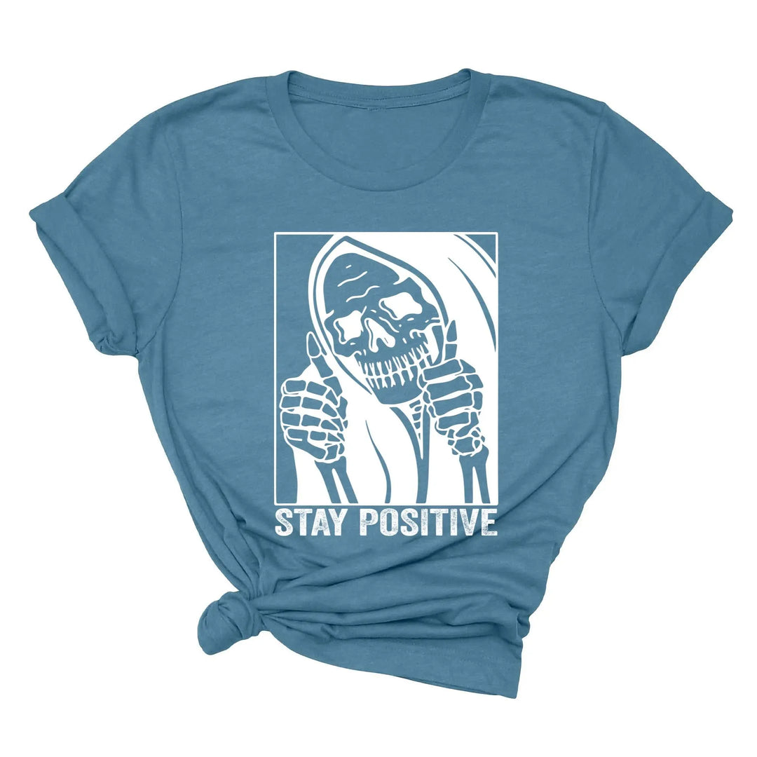 Stay Positive Skeleton Sweatshirt - Funny Halloween & Motivational Tee Shirtprintingcenter