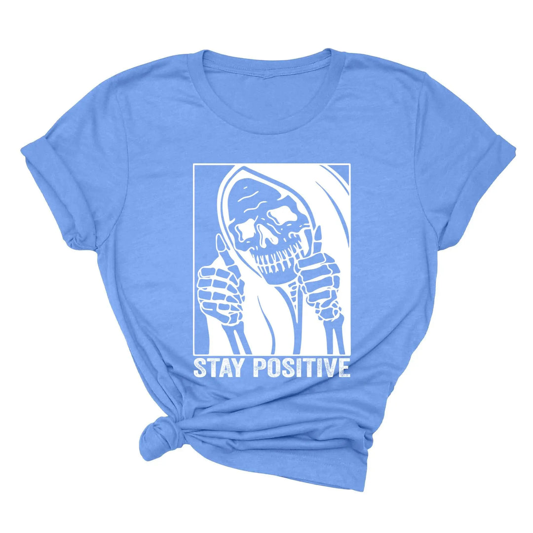 Stay Positive Skeleton Sweatshirt - Funny Halloween & Motivational Tee Shirtprintingcenter