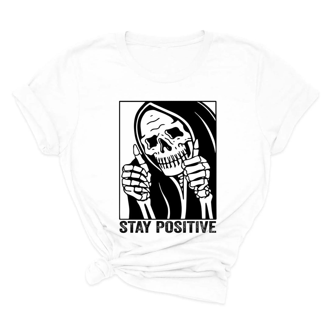 Stay Positive Skeleton Sweatshirt - Funny Halloween & Motivational Tee Shirtprintingcenter