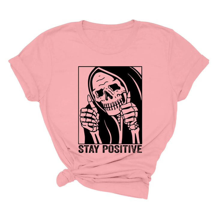 Stay Positive Skeleton Sweatshirt - Funny Halloween & Motivational Tee Shirtprintingcenter