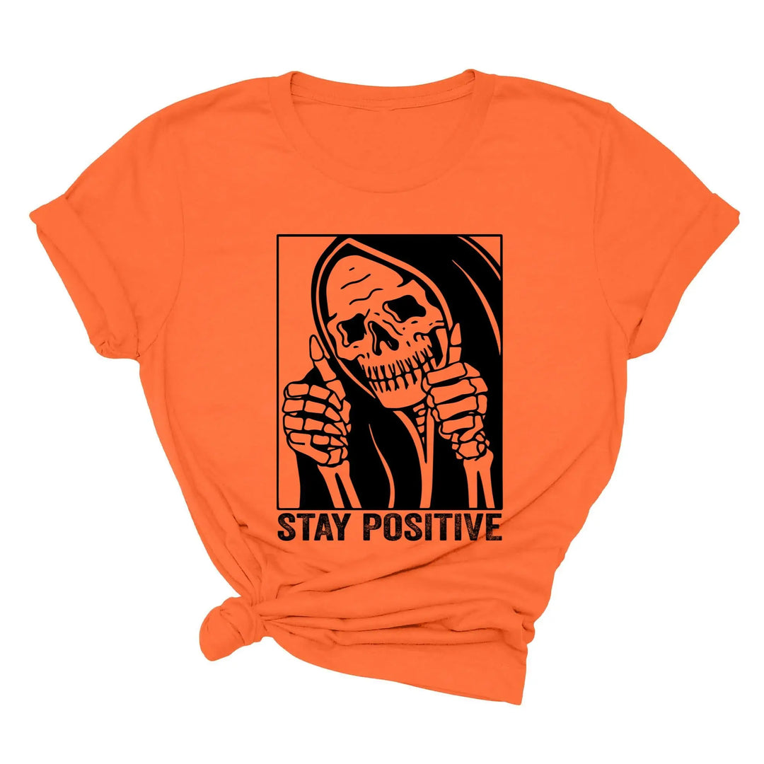 Stay Positive Skeleton Sweatshirt - Funny Halloween & Motivational Tee Shirtprintingcenter