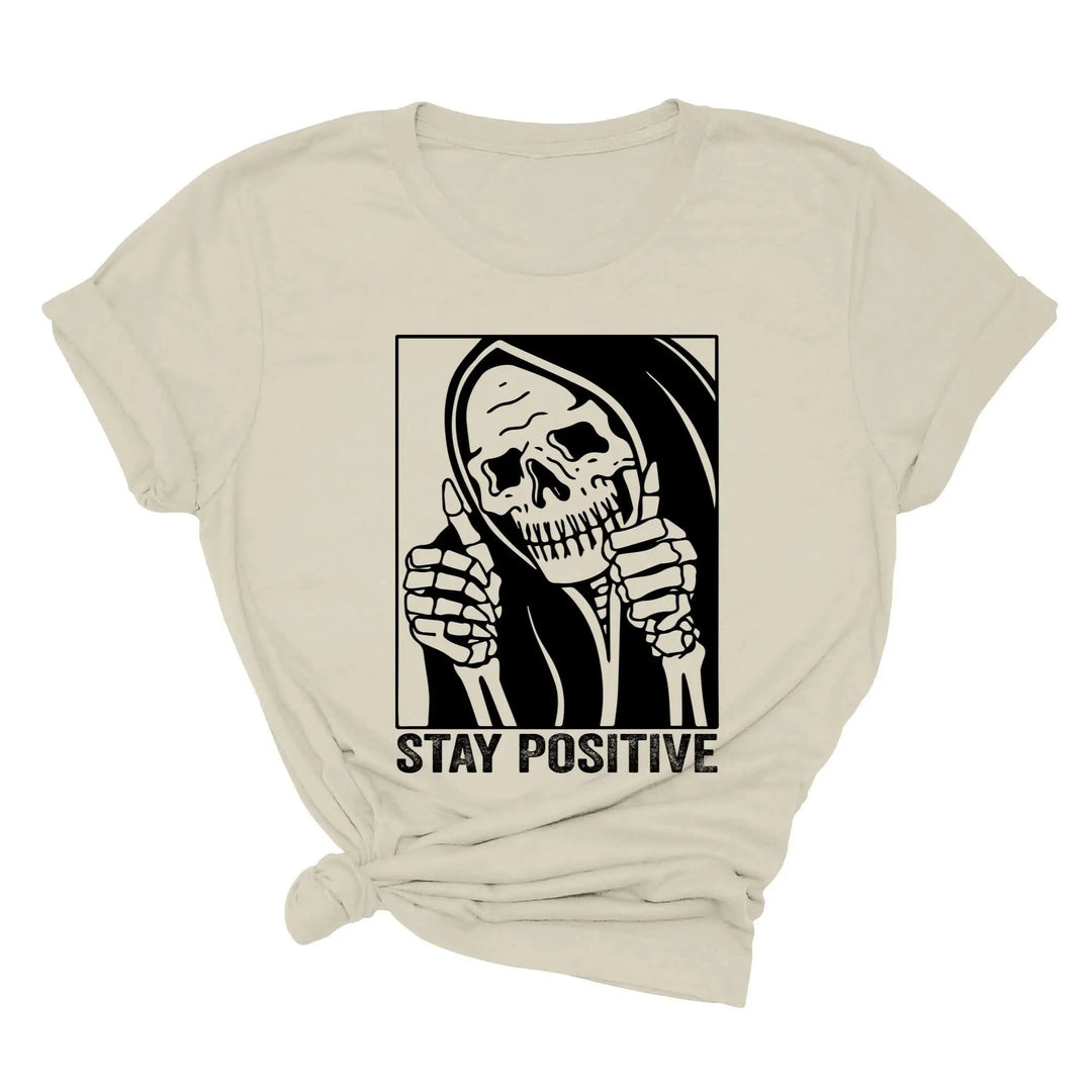 Stay Positive Skeleton Sweatshirt - Funny Halloween & Motivational Tee Shirtprintingcenter