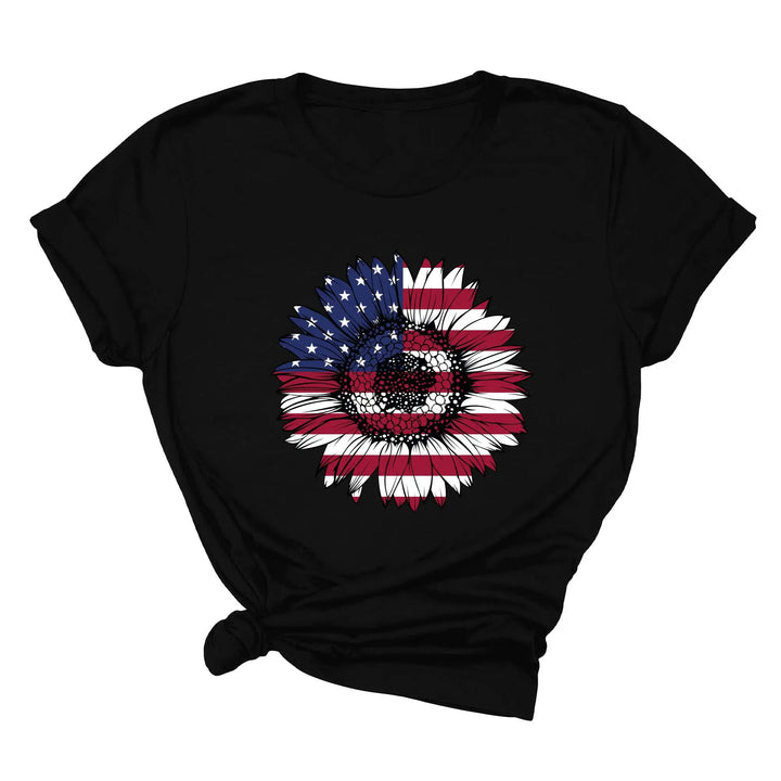USA Flag Flower Shirt - America Sunflower Patriotic 4th of July Tee Shirtprintingcenter