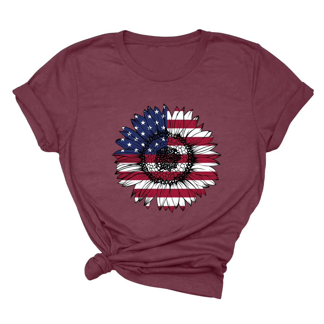 USA Flag Flower Shirt - America Sunflower Patriotic 4th of July Tee Shirtprintingcenter