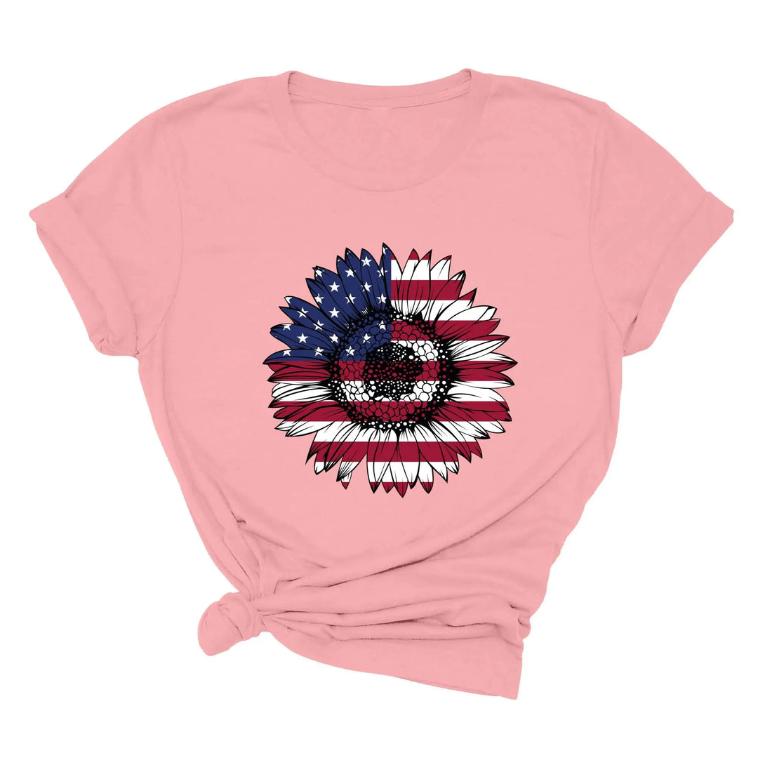 USA Flag Flower Shirt - America Sunflower Patriotic 4th of July Tee Shirtprintingcenter
