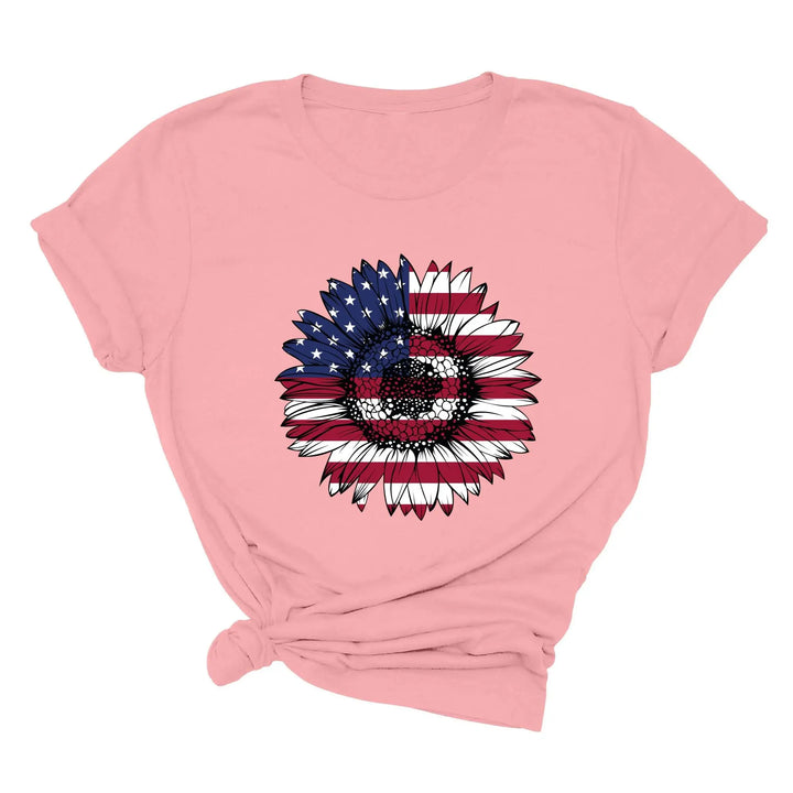 USA Flag Flower Shirt - America Sunflower Patriotic 4th of July Tee Shirtprintingcenter