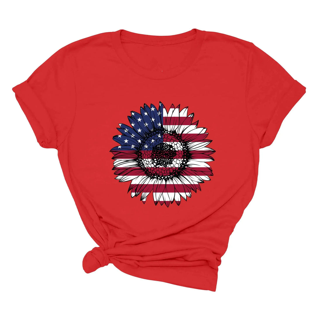 USA Flag Flower Shirt - America Sunflower Patriotic 4th of July Tee Shirtprintingcenter