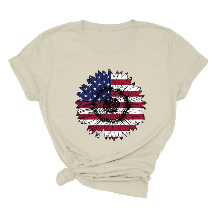 USA Flag Flower Shirt - America Sunflower Patriotic 4th of July Tee Shirtprintingcenter