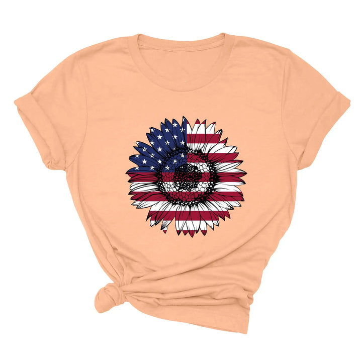 USA Flag Flower Shirt - America Sunflower Patriotic 4th of July Tee Shirtprintingcenter