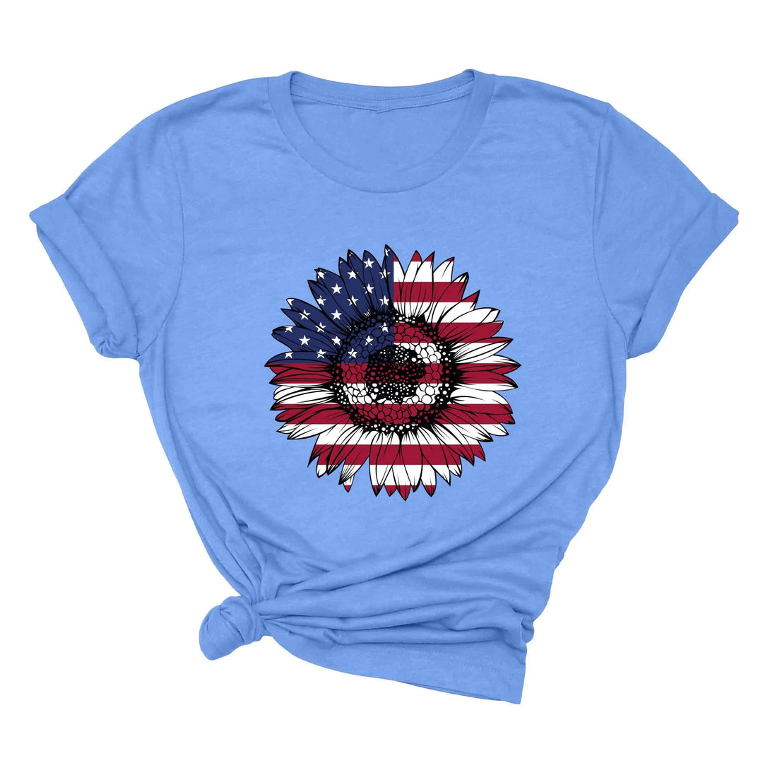 USA Flag Flower Shirt - America Sunflower Patriotic 4th of July Tee Shirtprintingcenter