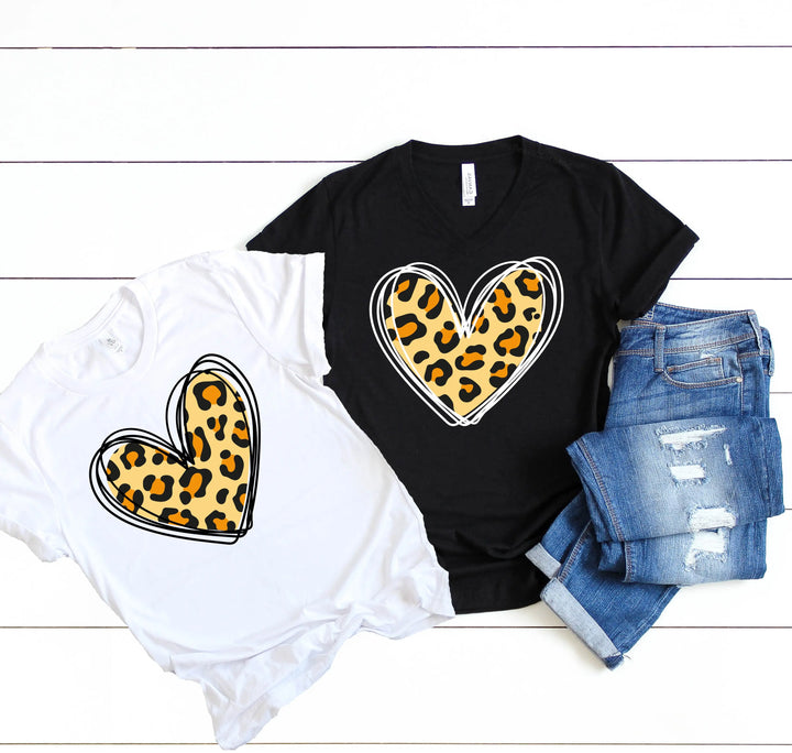 Valentine's Day Shirt - Leopard Hearts Print & Hand-Drawn Design Tee Shirtprintingcenter
