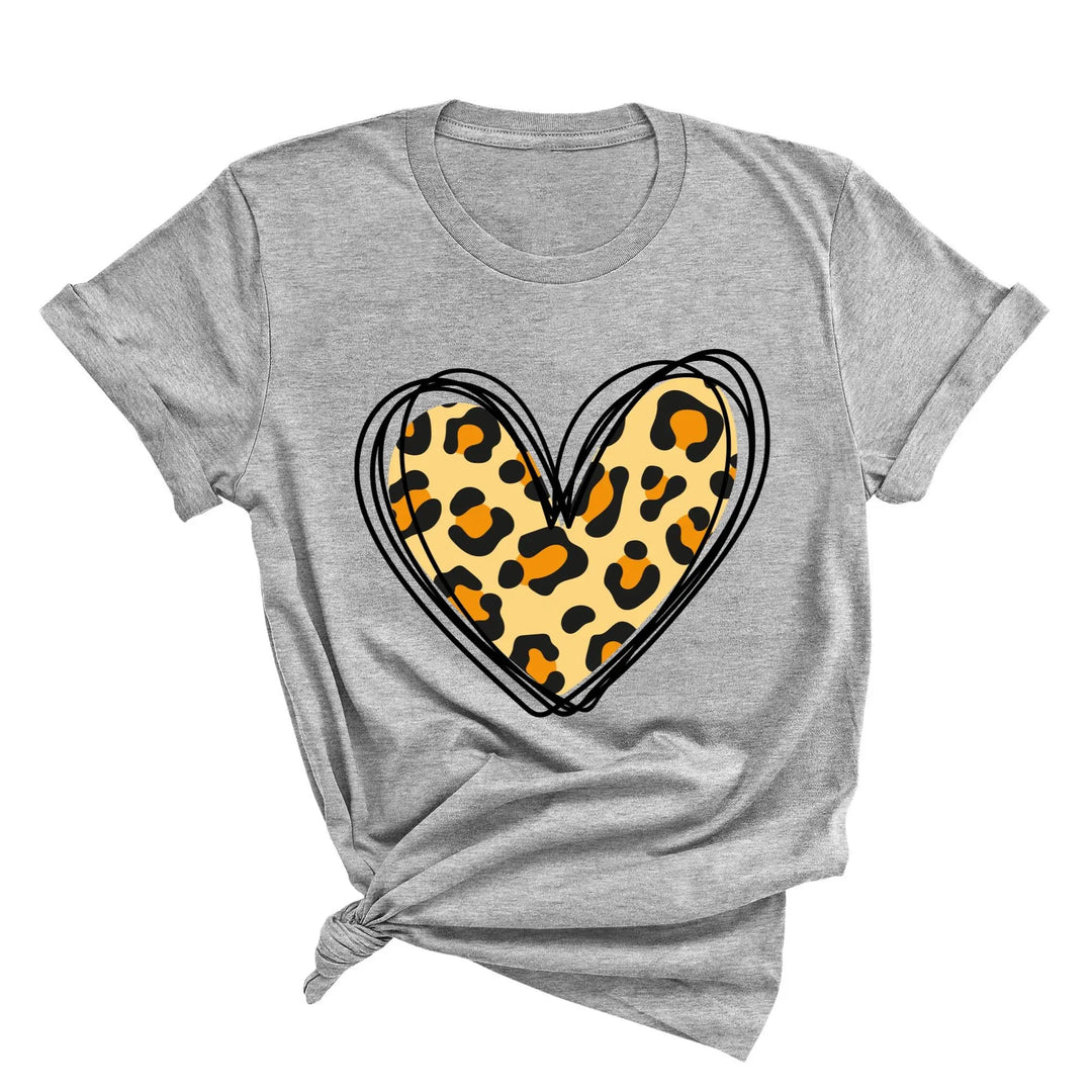 Valentine's Day Shirt - Leopard Hearts Print & Hand-Drawn Design Tee Shirtprintingcenter