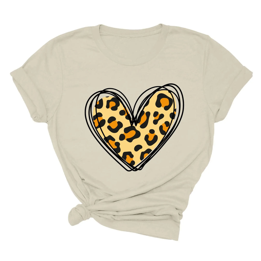Valentine's Day Shirt - Leopard Hearts Print & Hand-Drawn Design Tee Shirtprintingcenter
