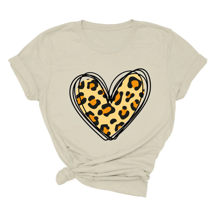 Valentine's Day Shirt - Leopard Hearts Print & Hand-Drawn Design Tee Shirtprintingcenter