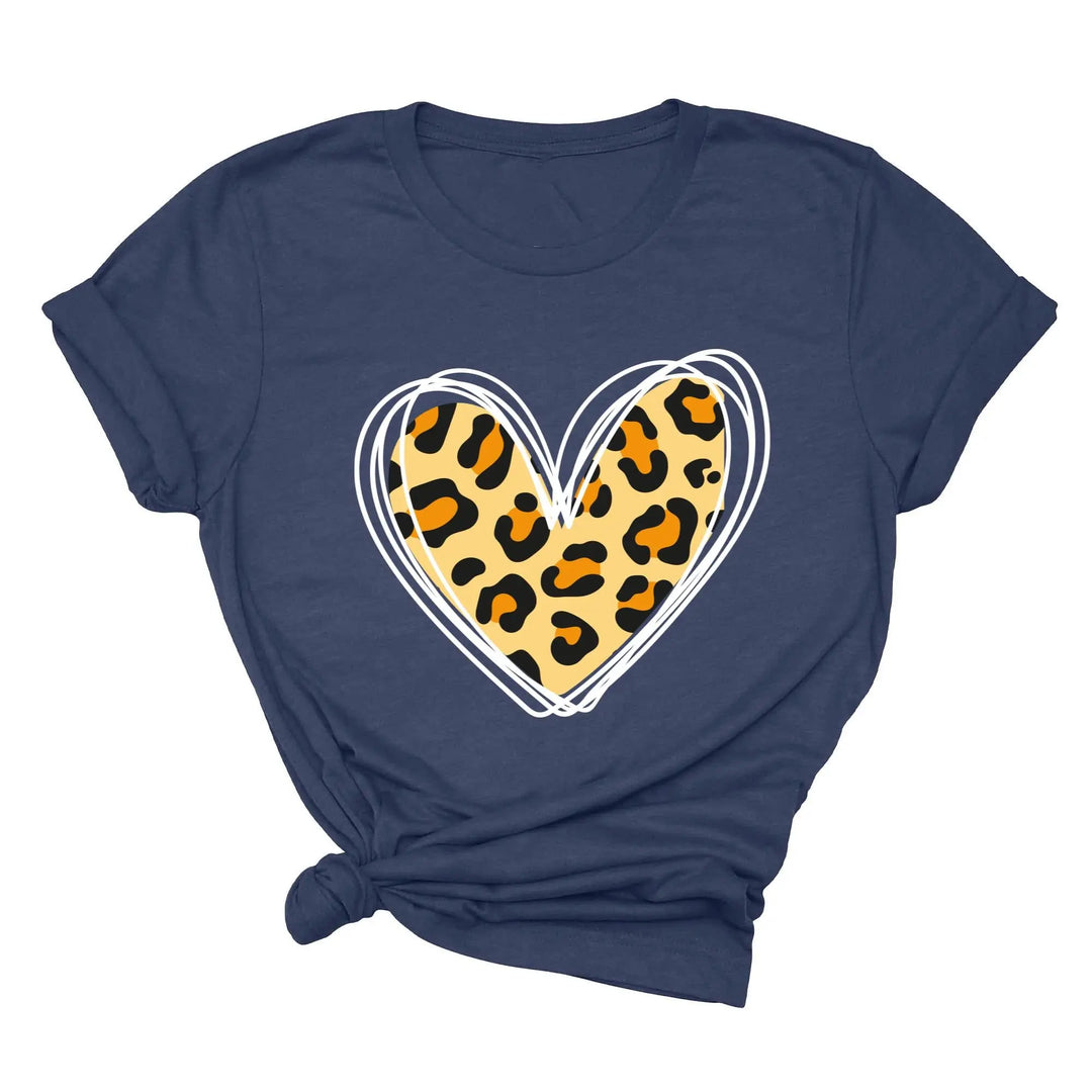 Valentine's Day Shirt - Leopard Hearts Print & Hand-Drawn Design Tee Shirtprintingcenter