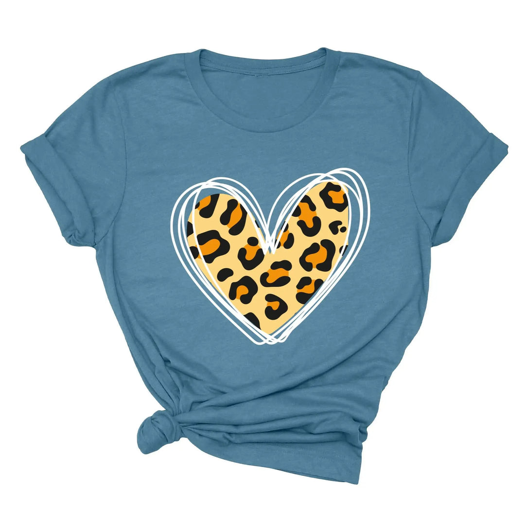 Valentine's Day Shirt - Leopard Hearts Print & Hand-Drawn Design Tee Shirtprintingcenter